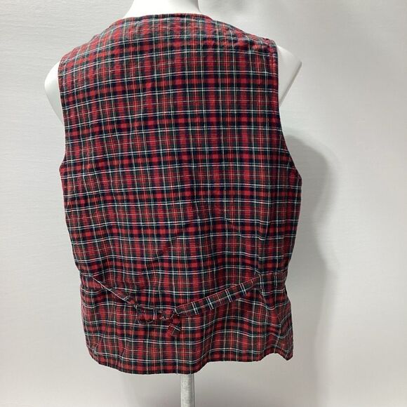 Casey & Max Crushed Velvet Plaid Embroidered Christmas Holiday Vest Large - Picture 8 of 9